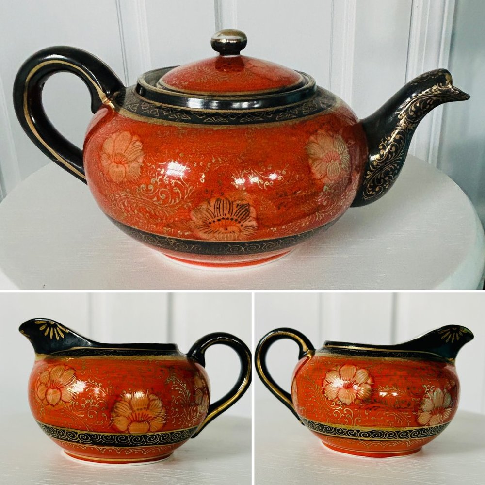 VINTAGE TT Takito Company Hand Painted Japan Tea Pot and Creamer